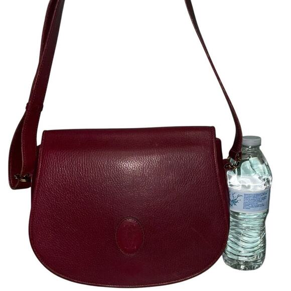 Cartier Vintage Must De Cartier Burgundy Saddle Crossbody Bag W/Dust bag - Picture 15 of 16